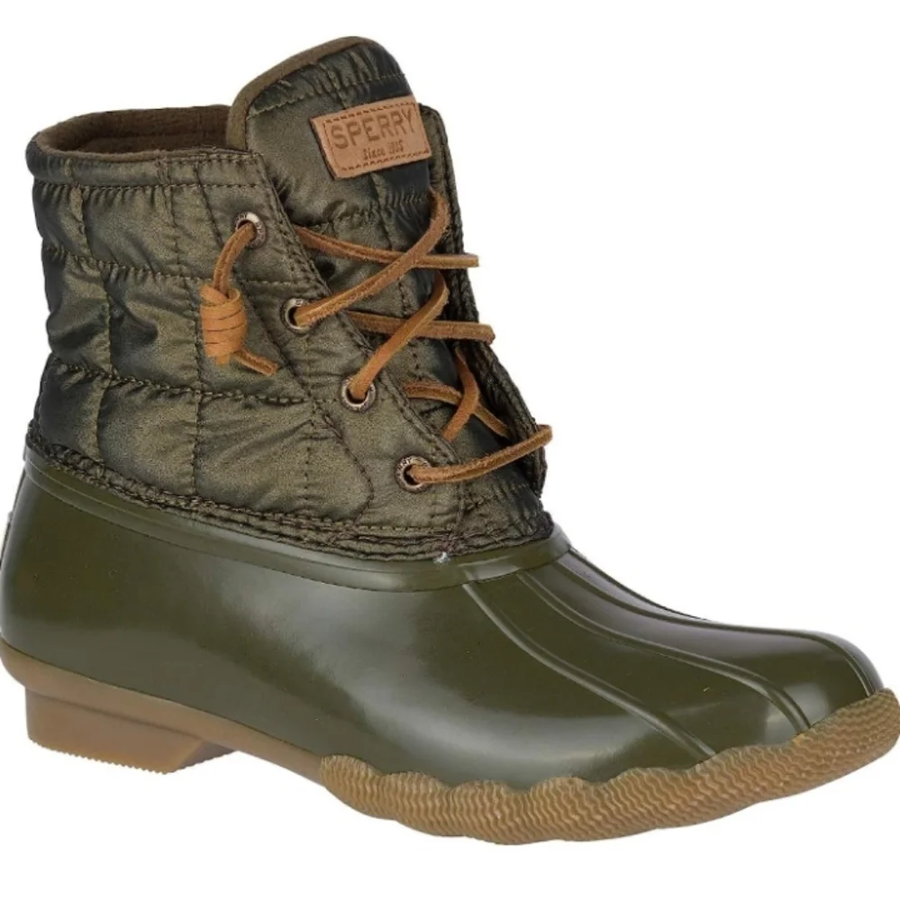 New Sperry Saltwater Shiny Quilted Duck  Boot